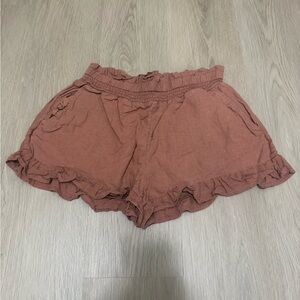 Aerie High Waist Ruffled Rust Colored Shorts